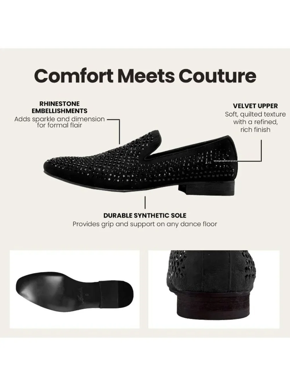 Amali Men's Black Velvet Tuxedo Loafers Slip On Formal Wedding Dress Shoes